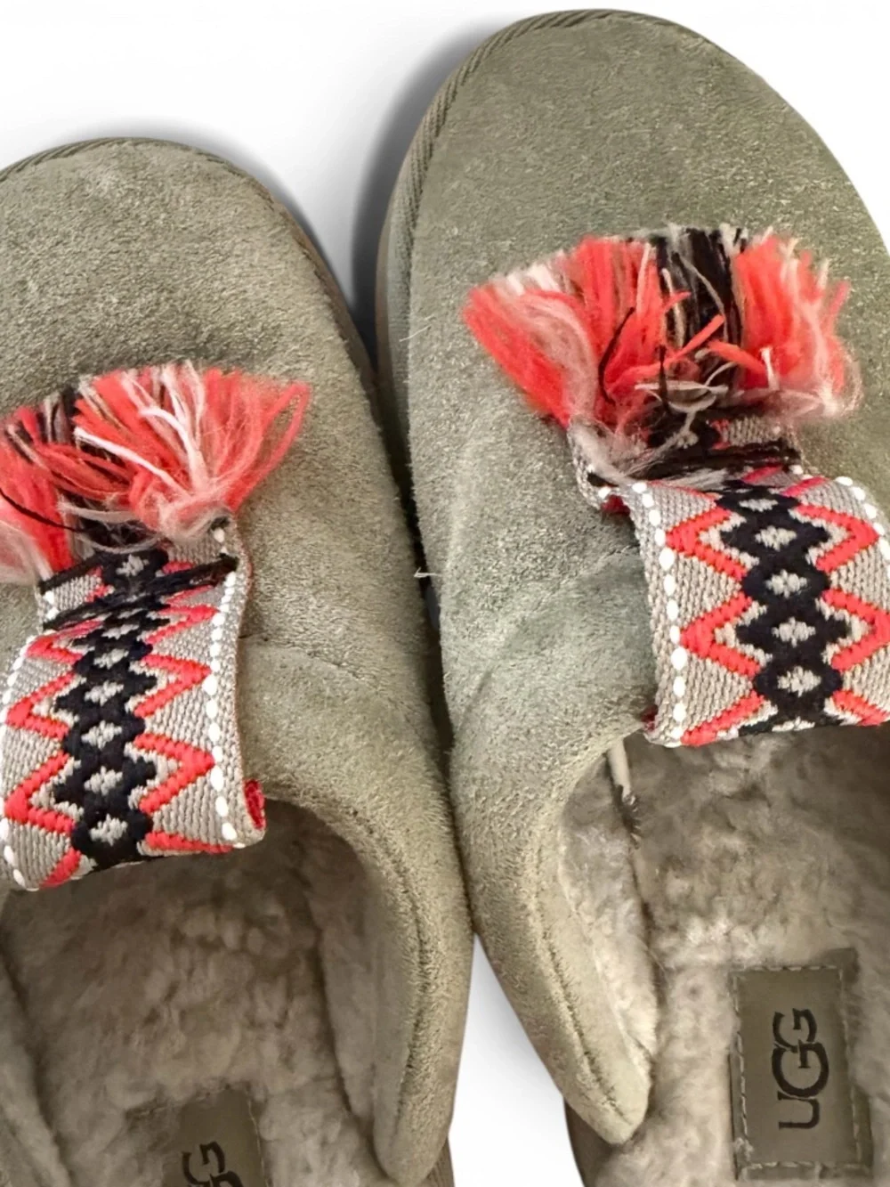 UGG Kids Tasman Alpine Slippers Gray Suede Tassel | Size 12 | EU 31 | Unisex